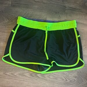 Xersion Women's Athletic Shorts with Neon Green Accents